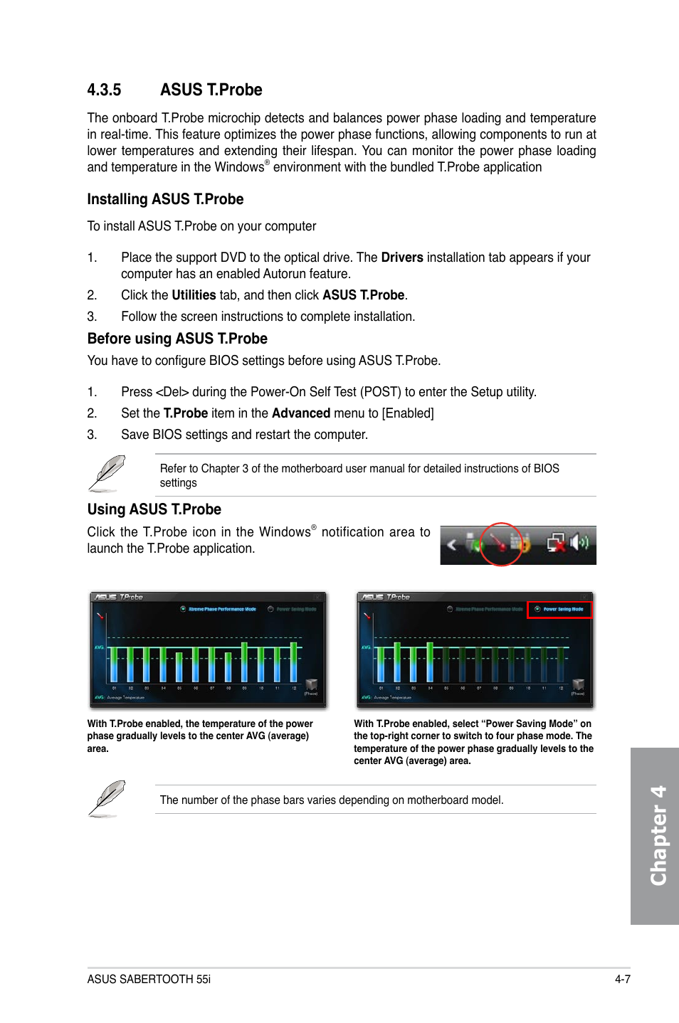 5 asus t.probe, Asus t.probe -7, Chapter 4 | Asus Sabertooth 55i User Manual | Page 107 / 124