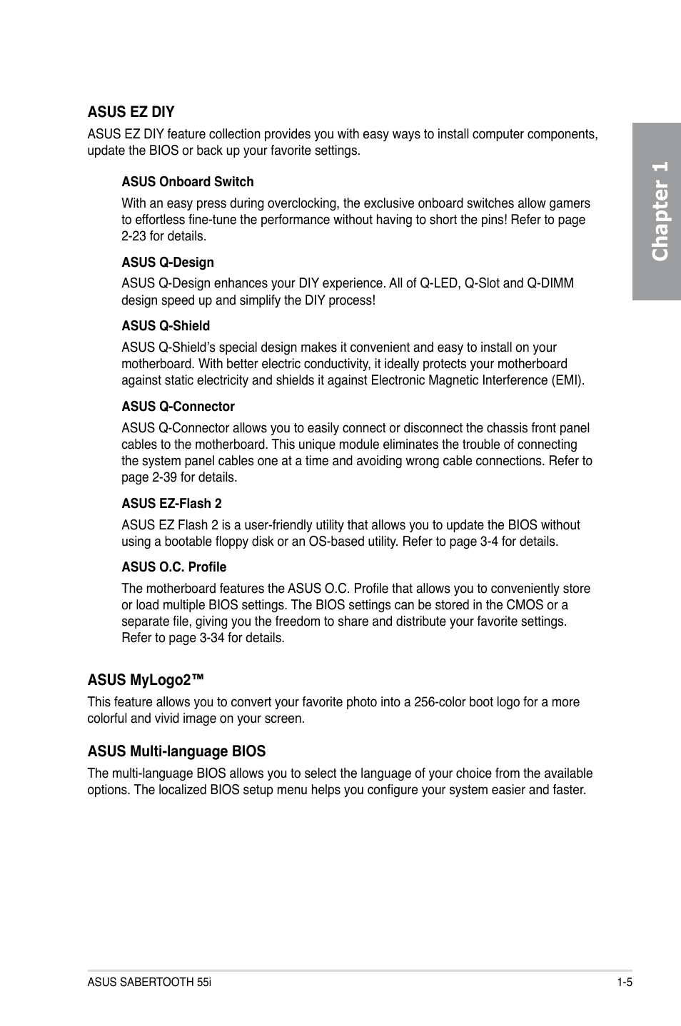 Chapter 1 | Asus Sabertooth 55i User Manual | Page 19 / 124