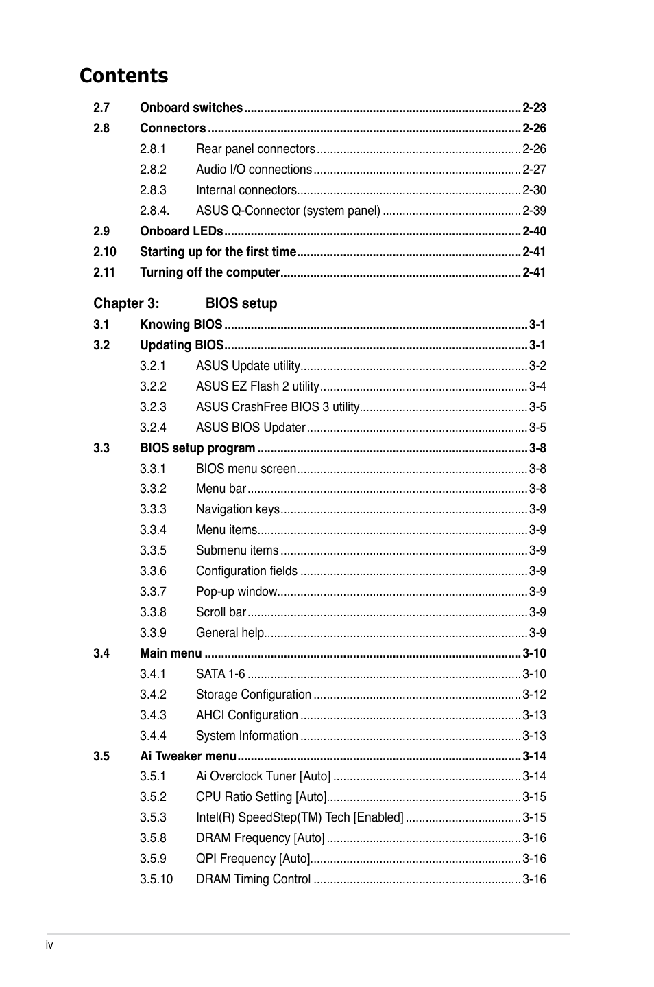 Asus Sabertooth 55i User Manual | Page 4 / 124