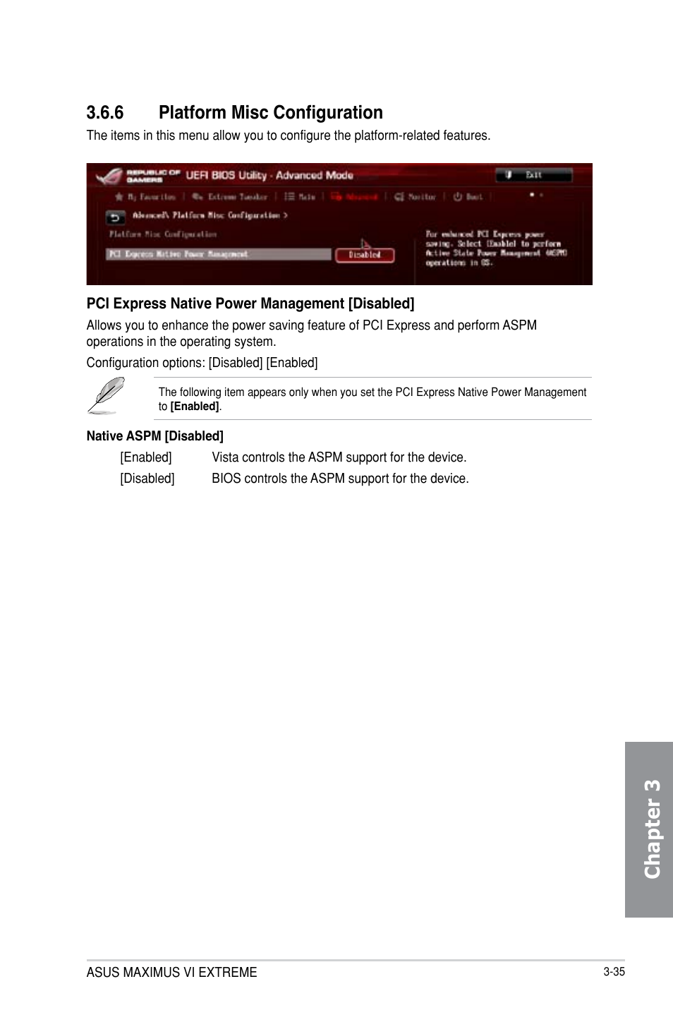Chapter 3, 6 platform misc configuration | Asus MAXIMUS VI EXTREME User Manual | Page 125 / 218
