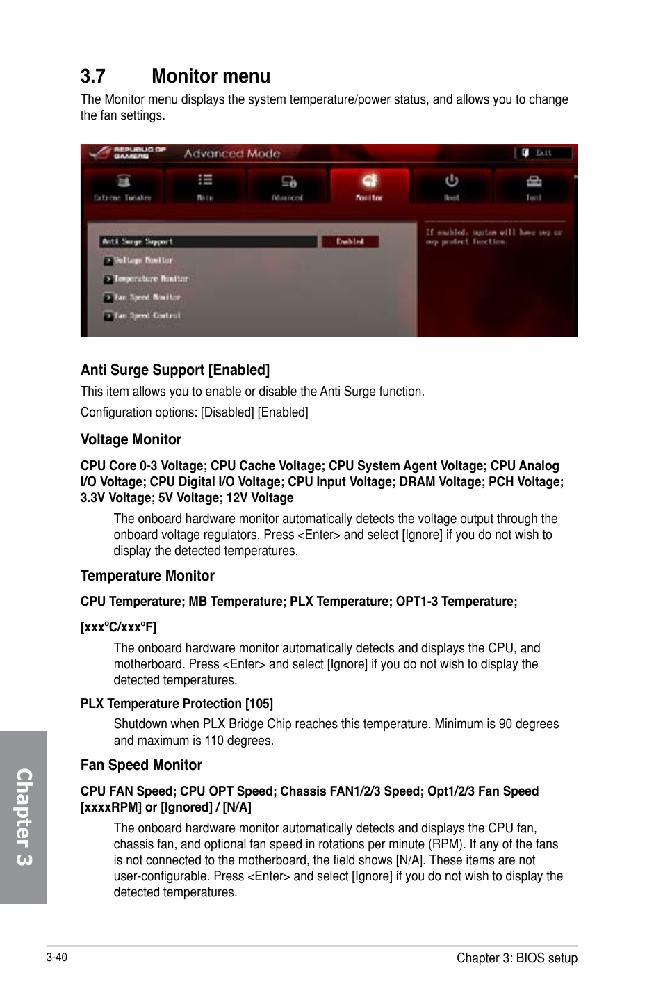 Chapter 3 3.7 monitor menu | Asus MAXIMUS VI EXTREME User Manual | Page 130 / 218
