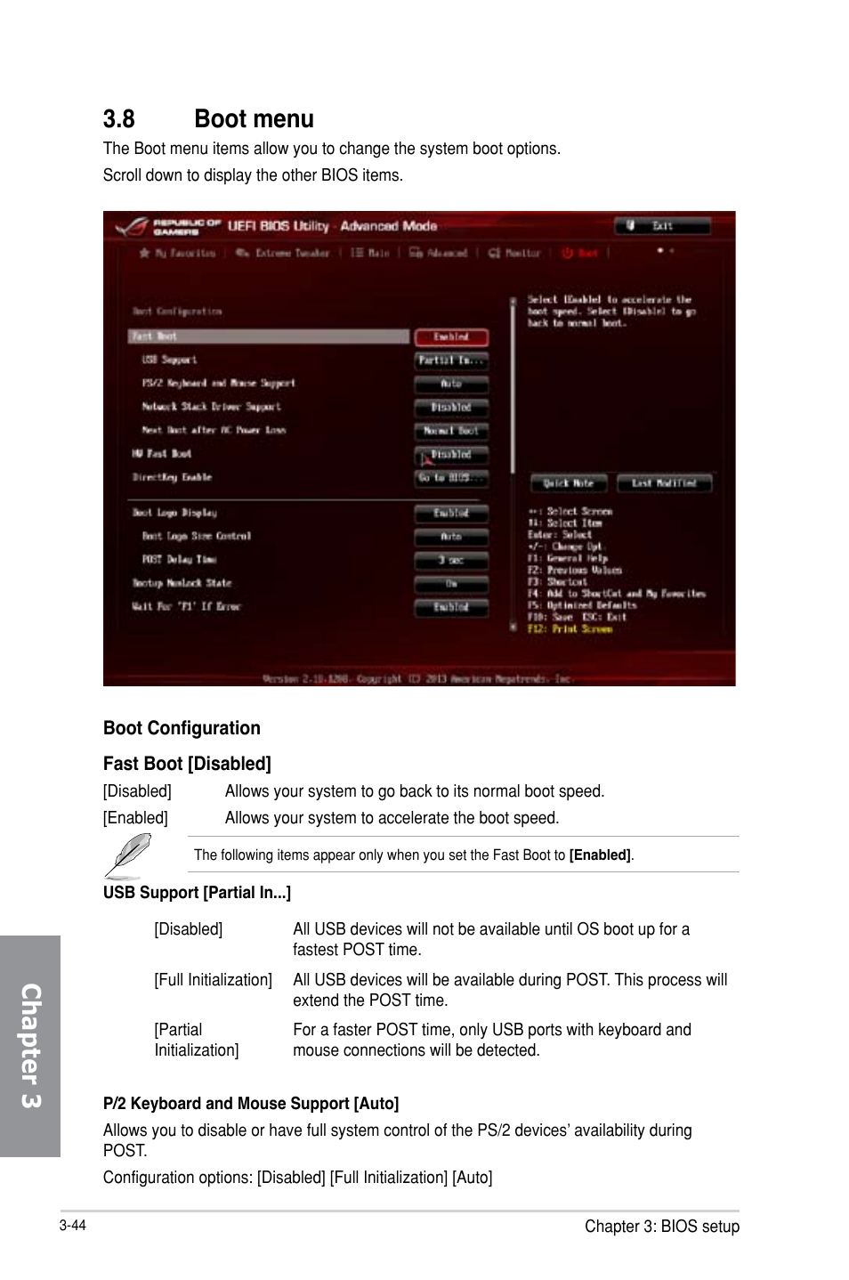 Chapter 3 3.8 boot menu | Asus MAXIMUS VI EXTREME User Manual | Page 134 / 218