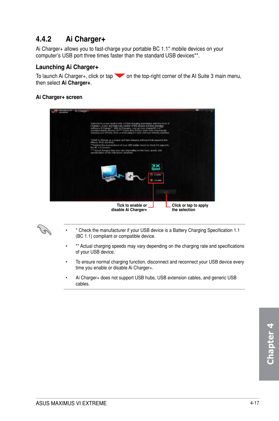 Chapter 4, 2 ai charger | Asus MAXIMUS VI EXTREME User Manual | Page 165 / 218