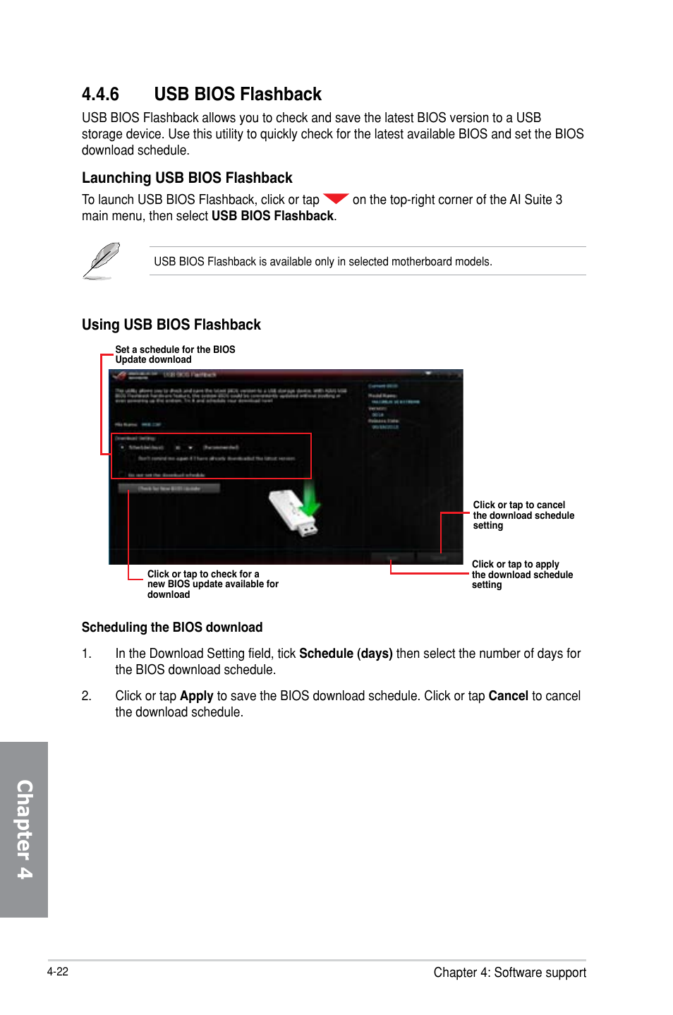 Chapter 4, 6 usb bios flashback | Asus MAXIMUS VI EXTREME User Manual | Page 170 / 218