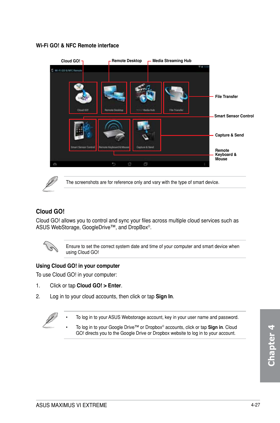 Chapter 4, Cloud go | Asus MAXIMUS VI EXTREME User Manual | Page 175 / 218