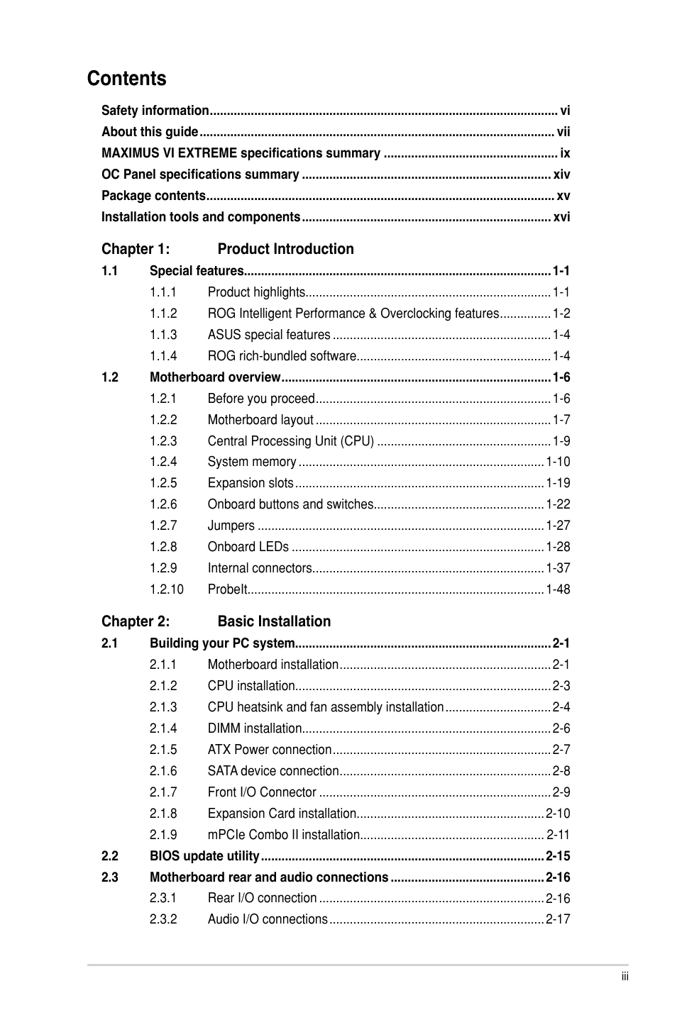 Asus MAXIMUS VI EXTREME User Manual | Page 3 / 218