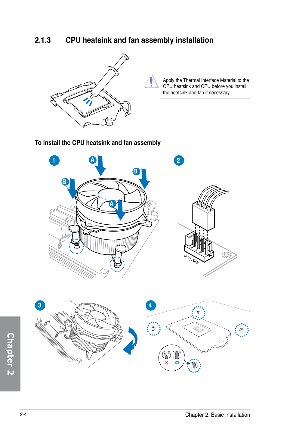 Chapter 2, 3 cpu heatsink and fan assembly installation | Asus MAXIMUS VI EXTREME User Manual | Page 68 / 218
