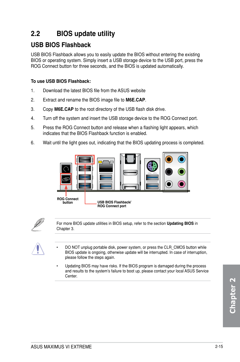 Chapter 2 2.2 bios update utility, Usb bios flashback | Asus MAXIMUS VI EXTREME User Manual | Page 79 / 218