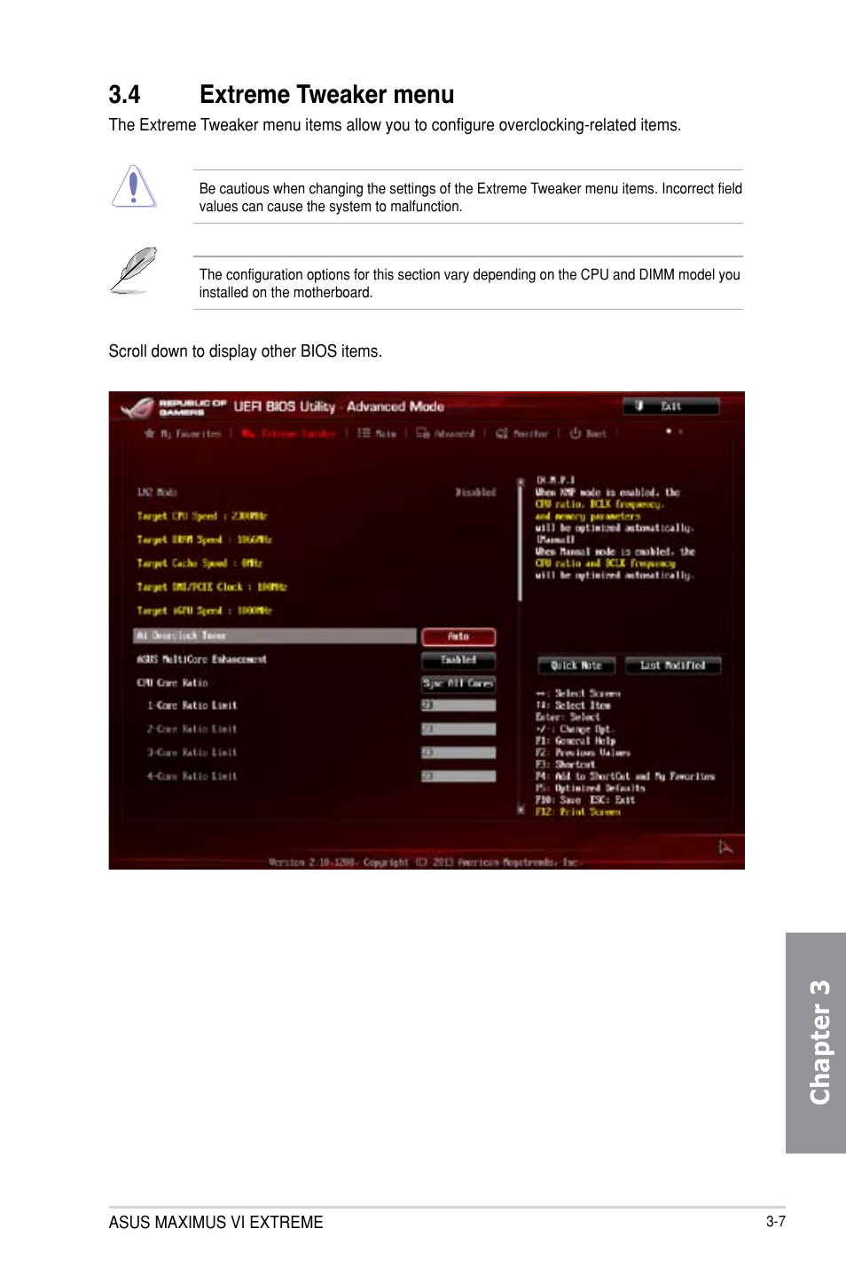 Chapter 3 3.4 extreme tweaker menu | Asus MAXIMUS VI EXTREME User Manual | Page 97 / 218