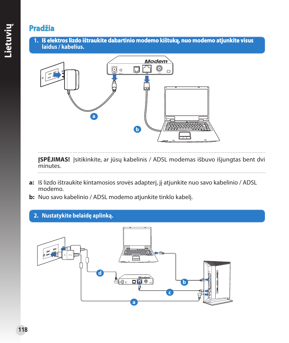 Lietuvių, Pradžia | Asus RT-N53 User Manual | Page 118 / 202