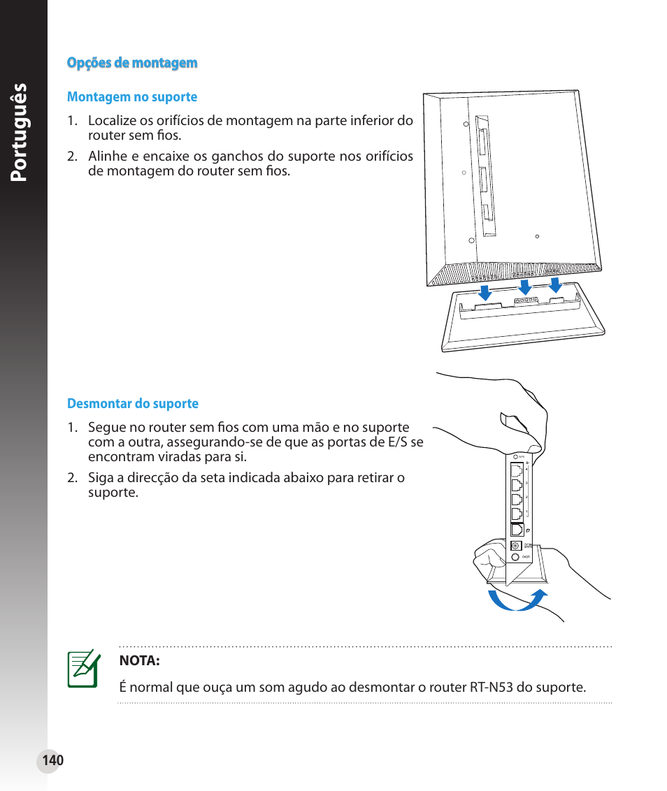 Por tuguês | Asus RT-N53 User Manual | Page 140 / 202