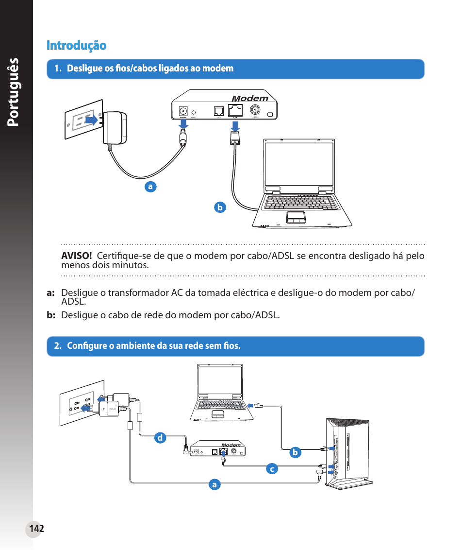 Por tuguês, Introdução | Asus RT-N53 User Manual | Page 142 / 202