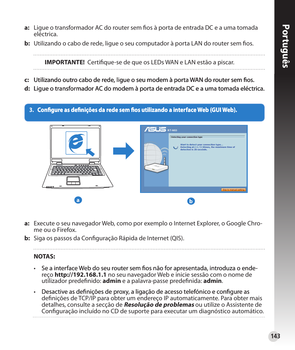 Por tuguês | Asus RT-N53 User Manual | Page 143 / 202