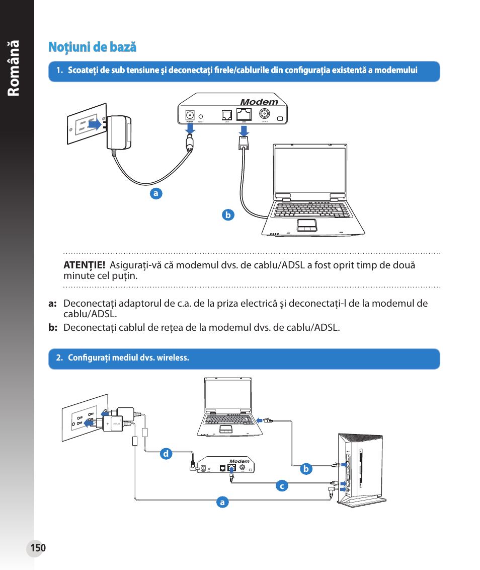 Română, Noţiuni de bază | Asus RT-N53 User Manual | Page 150 / 202