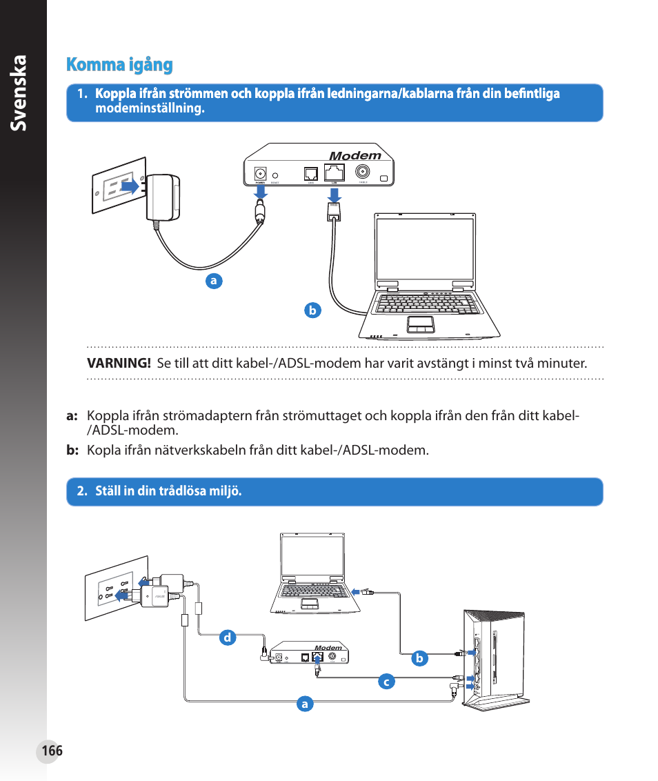 Sv ensk a, Komma igång | Asus RT-N53 User Manual | Page 166 / 202