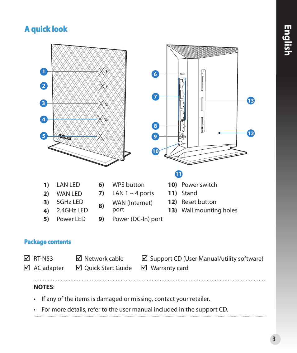 English, A quick look | Asus RT-N53 User Manual | Page 3 / 202