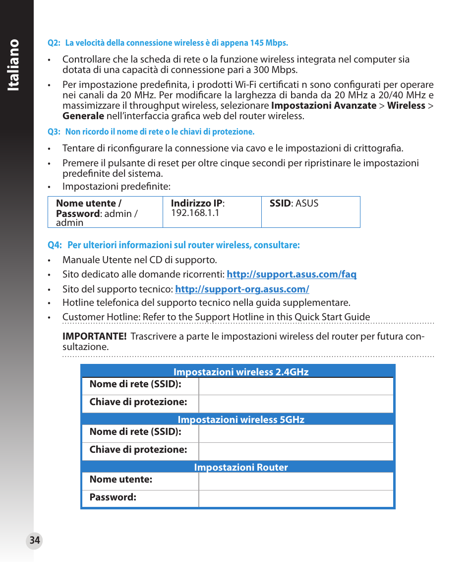 Italiano | Asus RT-N53 User Manual | Page 34 / 202