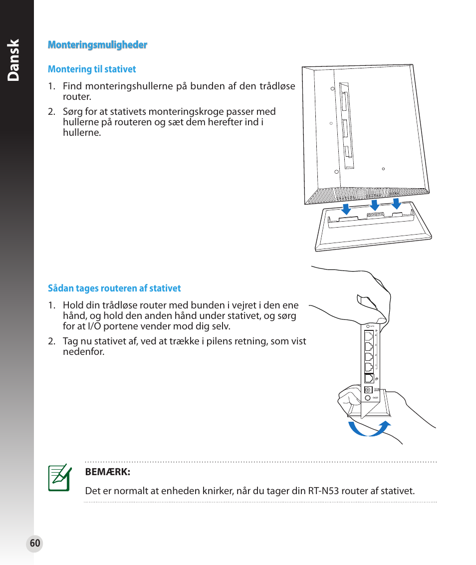 Dansk | Asus RT-N53 User Manual | Page 60 / 202