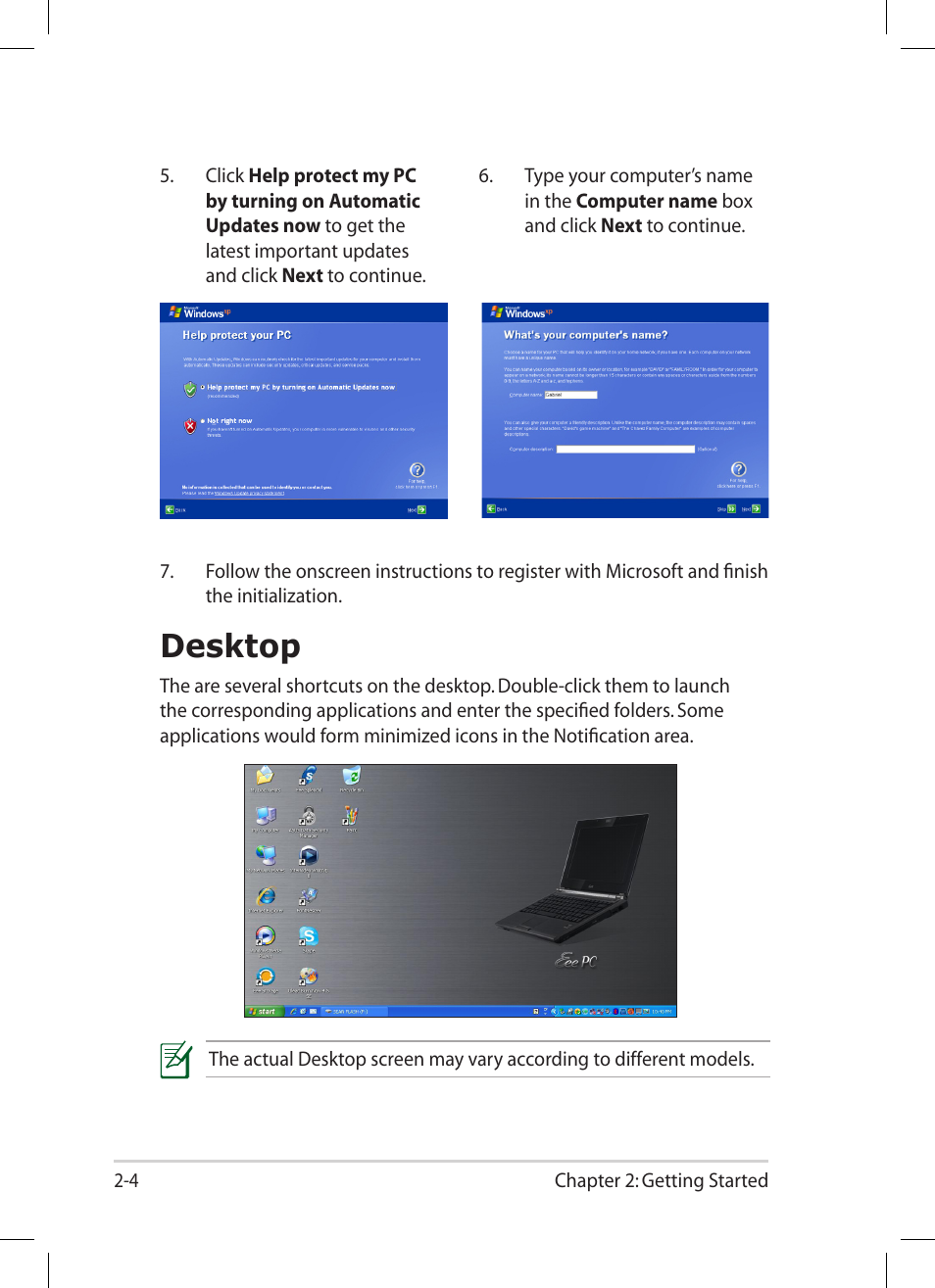 Desktop, Desktop -4 | Asus Eee PC 1004DN User Manual | Page 24 / 66