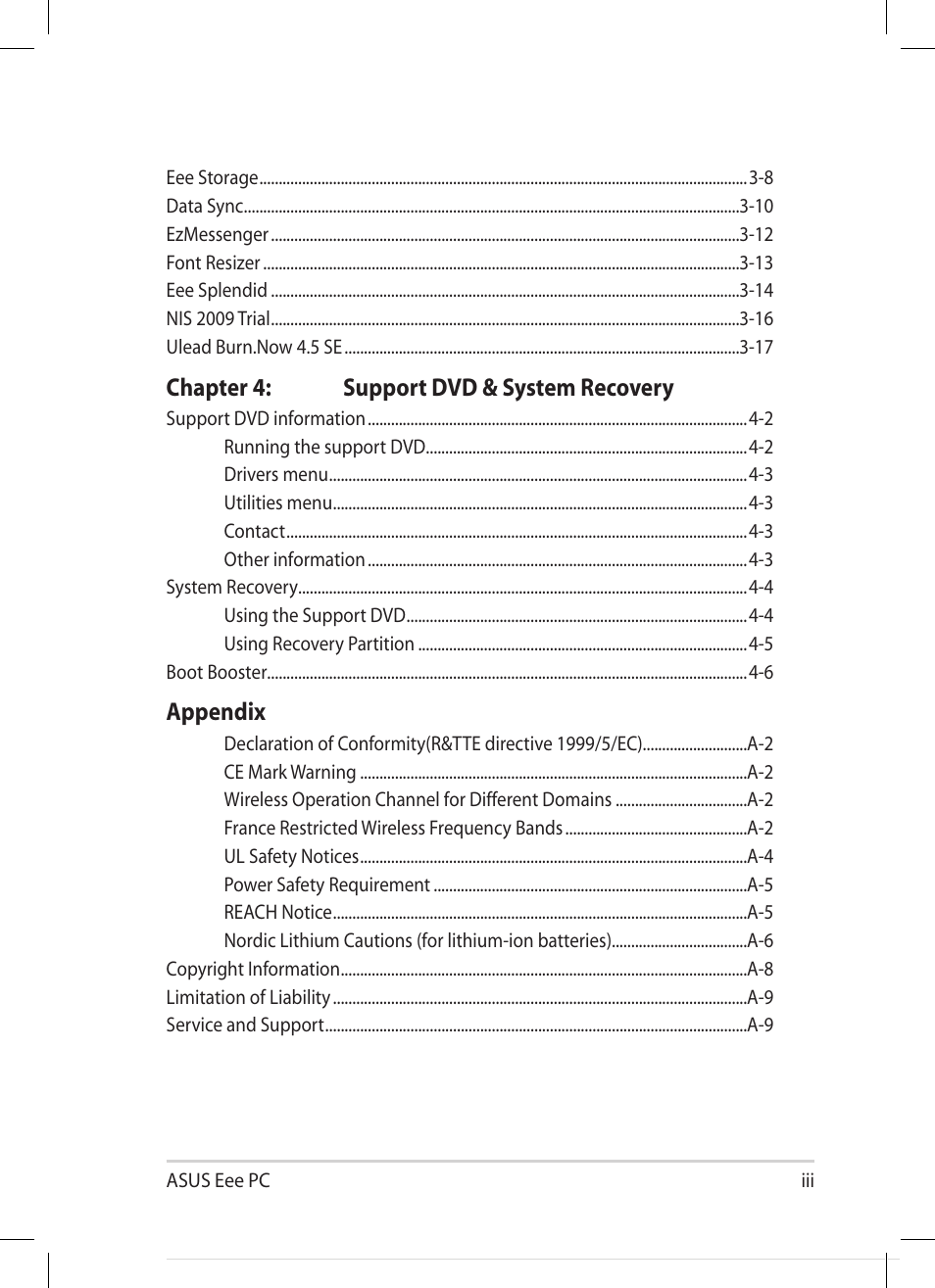 Asus Eee PC 1004DN User Manual | Page 3 / 66