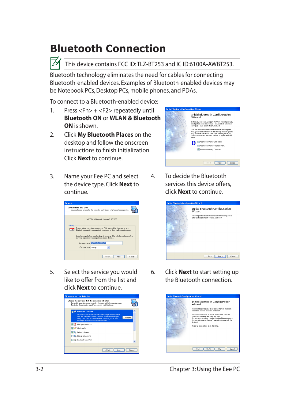 Bluetooth connection, Bluetooth connection -2 | Asus Eee PC 1004DN User Manual | Page 34 / 66