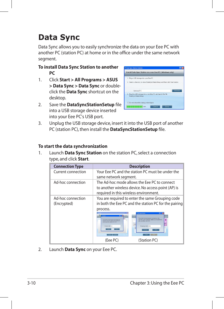 Data sync, Data sync -10 | Asus Eee PC 1004DN User Manual | Page 42 / 66