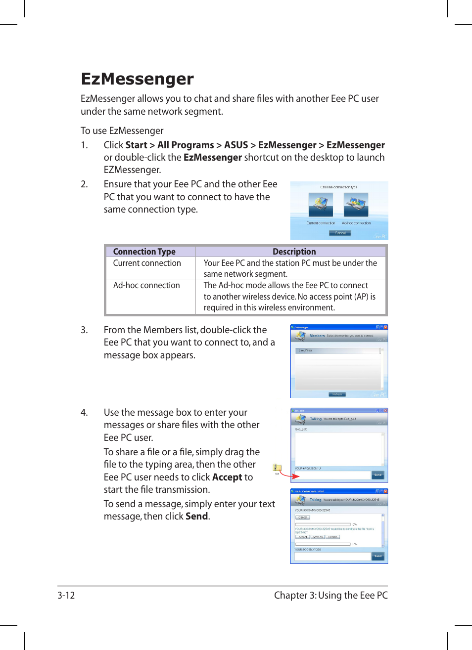 Ezmessenger, Ezmessenger -12 | Asus Eee PC 1004DN User Manual | Page 44 / 66