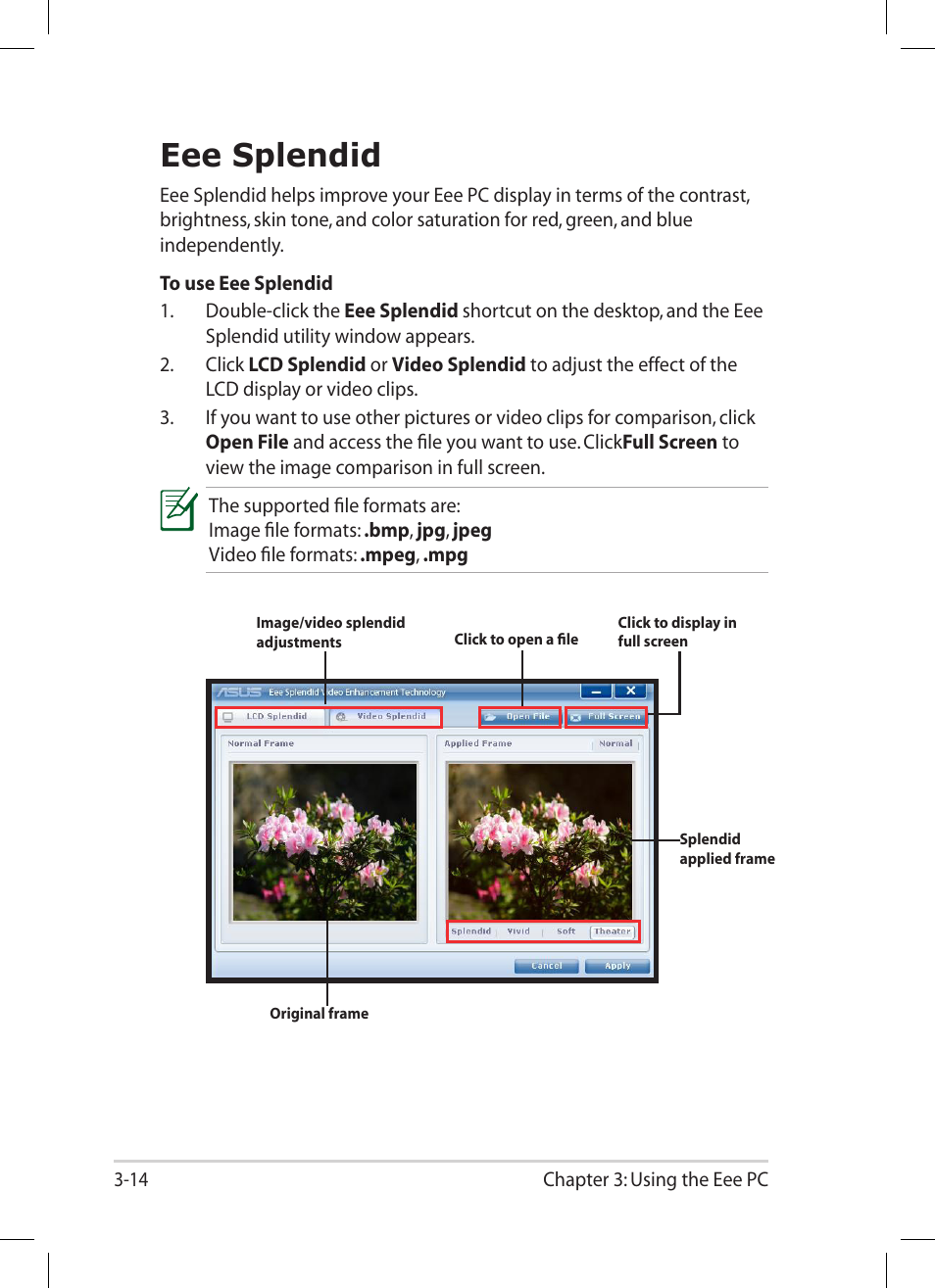 Eee splendid, Eee splendid -14 | Asus Eee PC 1004DN User Manual | Page 46 / 66