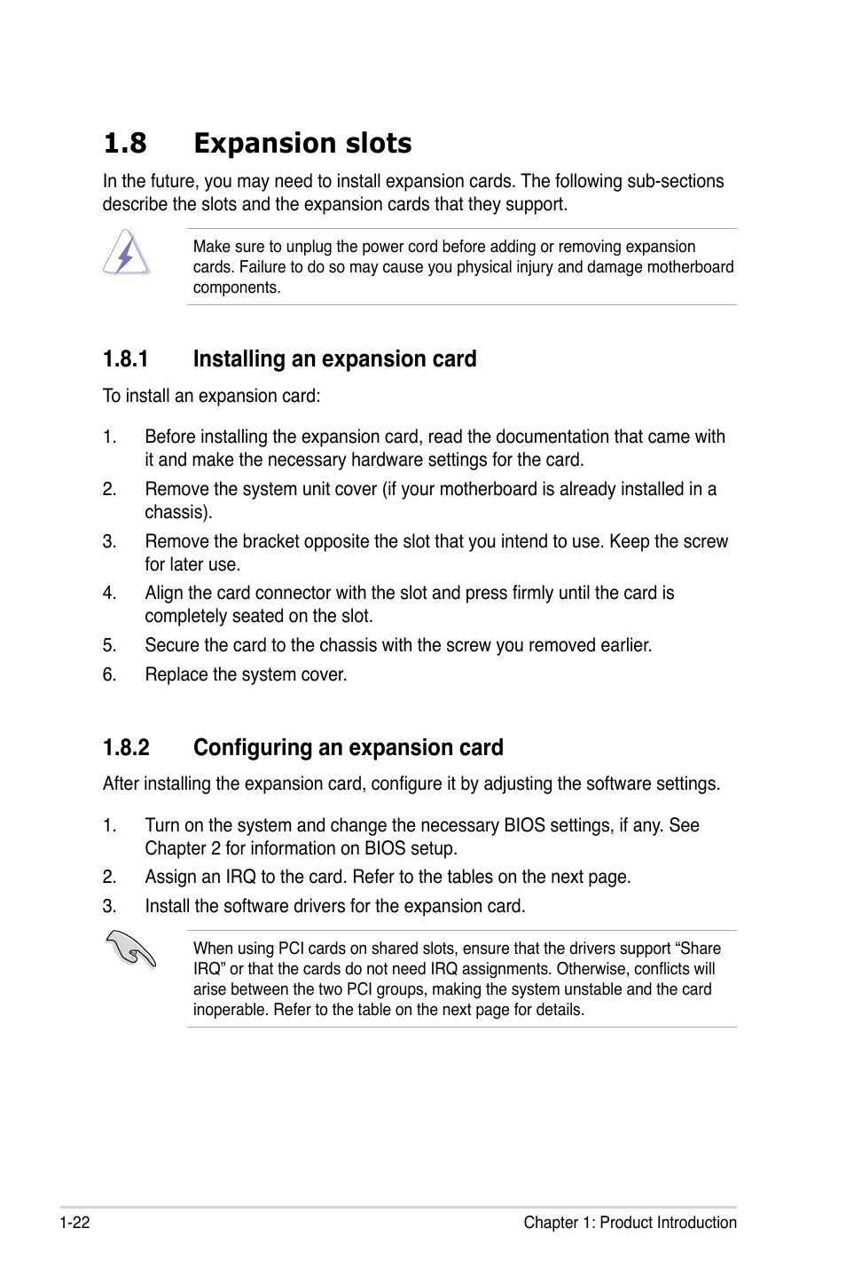 8 expansion slots, 1 installing an expansion card, 2 configuring an expansion card | Asus P5KPL/1600 User Manual | Page 34 / 104