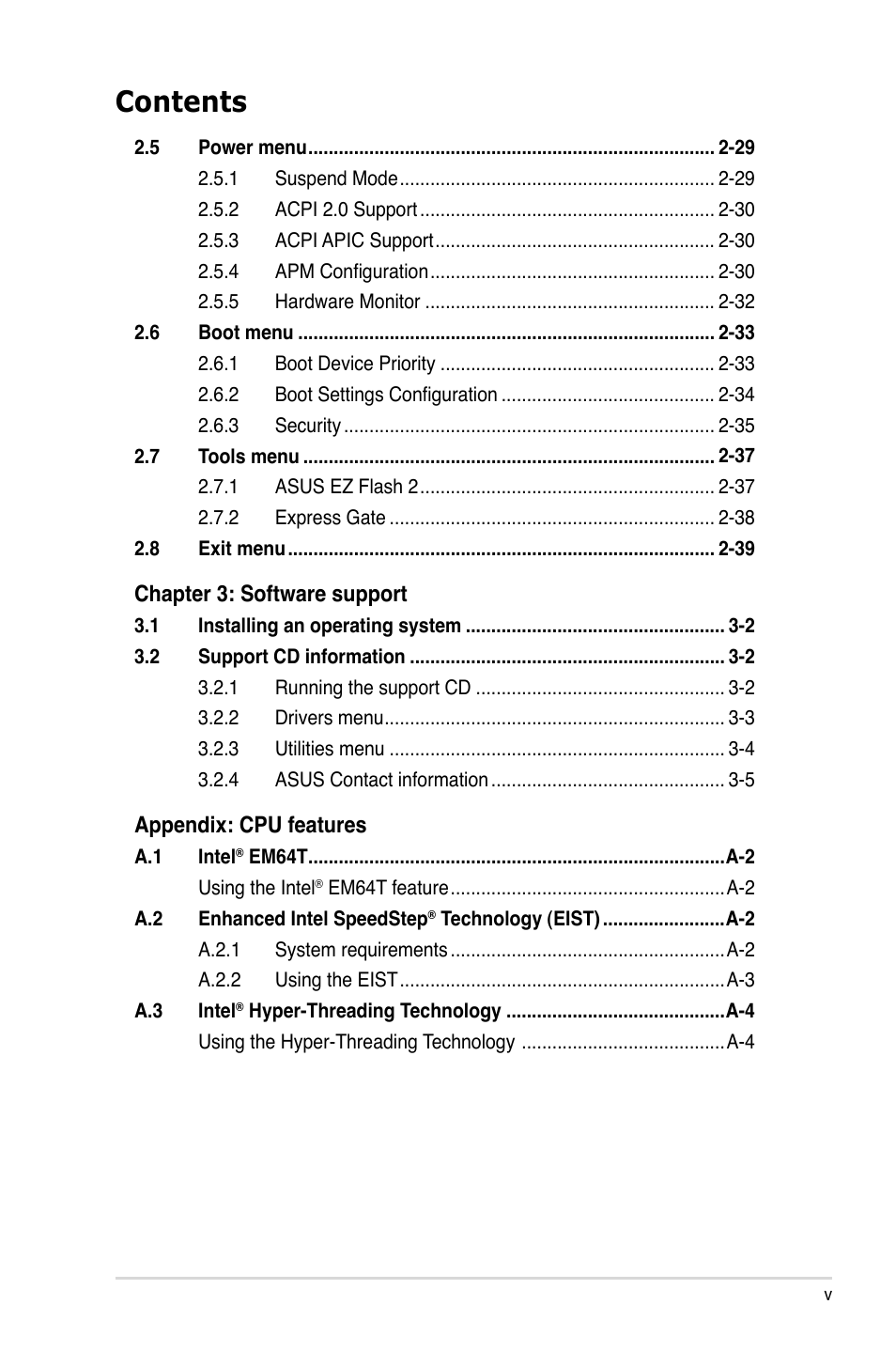 Asus P5KPL/1600 User Manual | Page 5 / 104