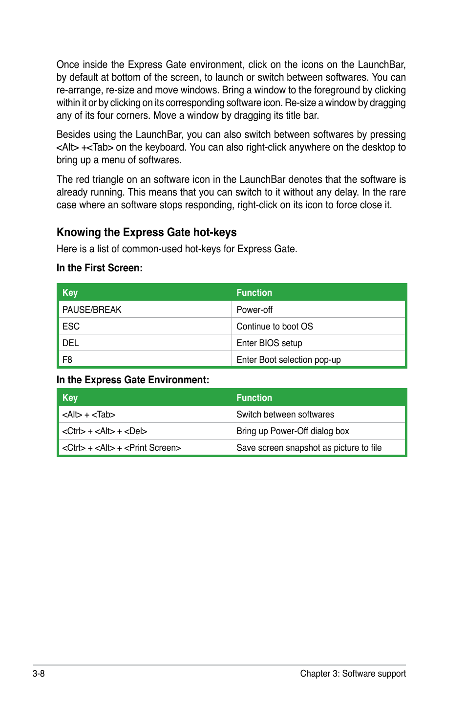 Knowing the express gate hot-keys | Asus P5KPL/1600 User Manual | Page 94 / 104