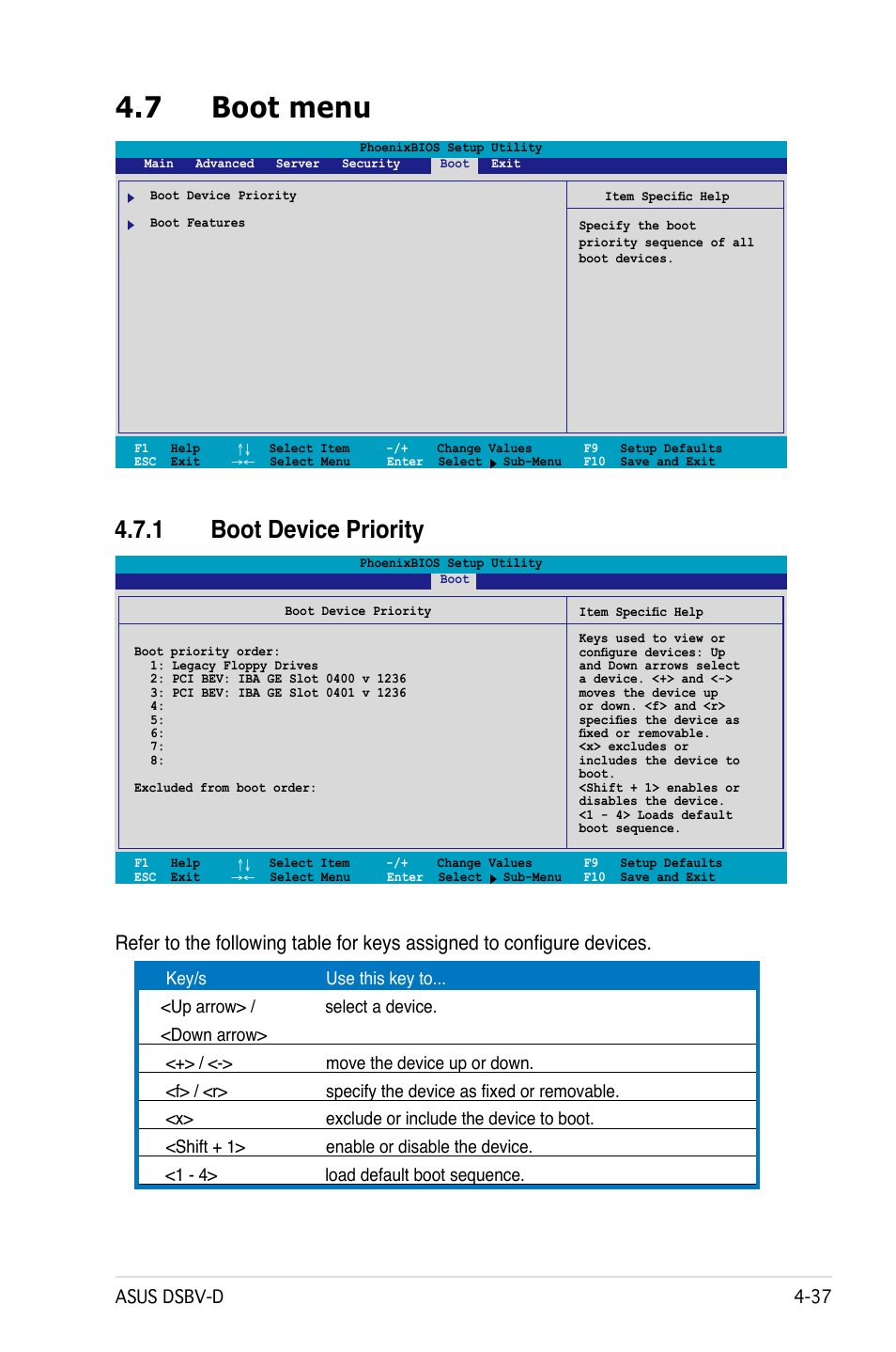 7 boot menu, 1 boot device priority, Asus dsbv-d | Asus DSBV-D User Manual | Page 101 / 168
