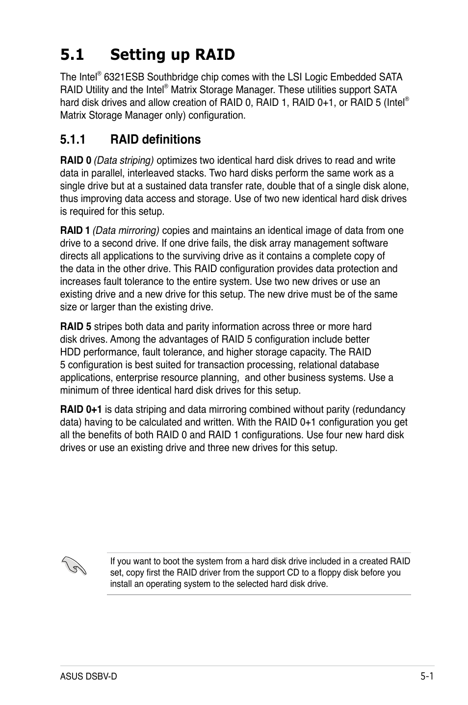 1 setting up raid, 1 raid definitions | Asus DSBV-D User Manual | Page 107 / 168