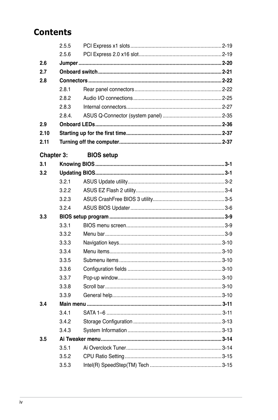 Asus P7H55D-M EVO User Manual | Page 4 / 106