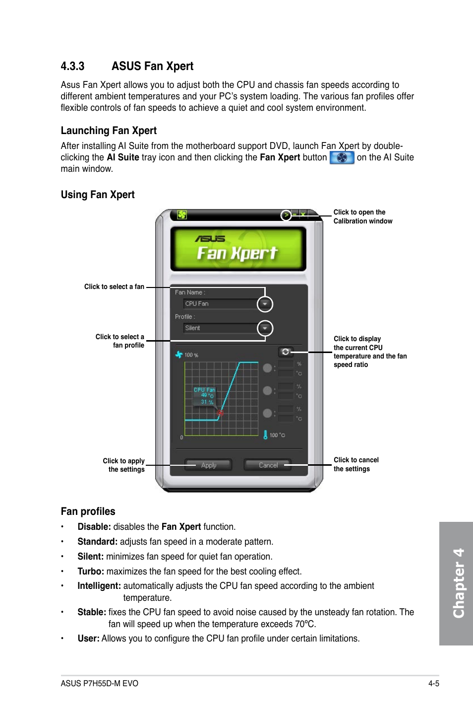 3 asus fan xpert, Asus fan xpert -5, Chapter 4 | Asus P7H55D-M EVO User Manual | Page 99 / 106