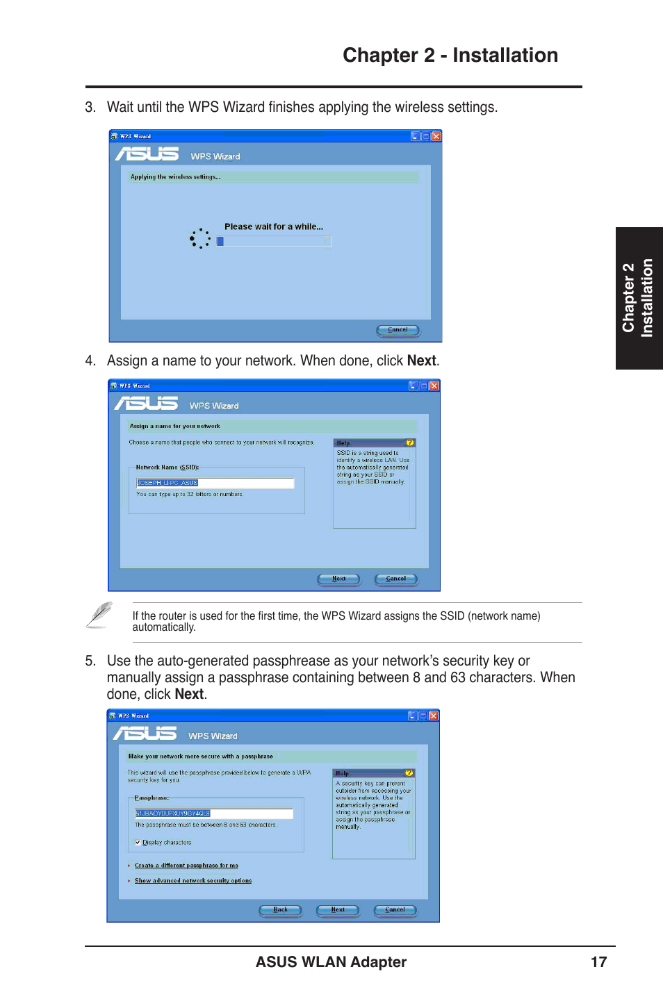 Chapter 2 - installation | Asus PCE-N13 User Manual | Page 17 / 65
