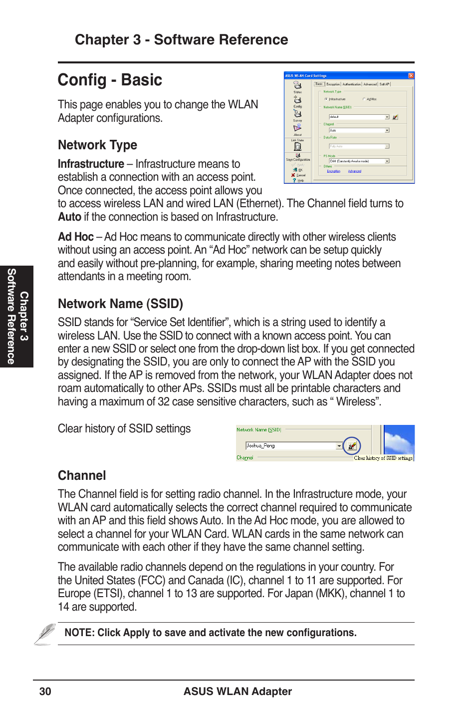 Config - basic, Chapter 3 - software reference | Asus PCE-N13 User Manual | Page 30 / 65