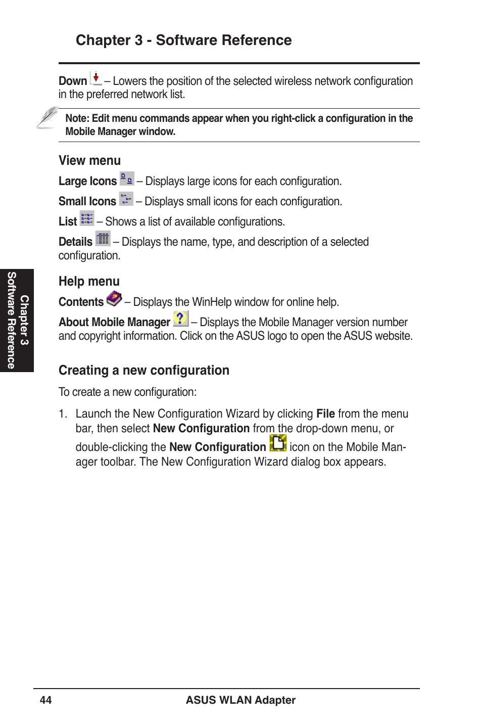 Chapter 3 - software reference | Asus PCE-N13 User Manual | Page 44 / 65