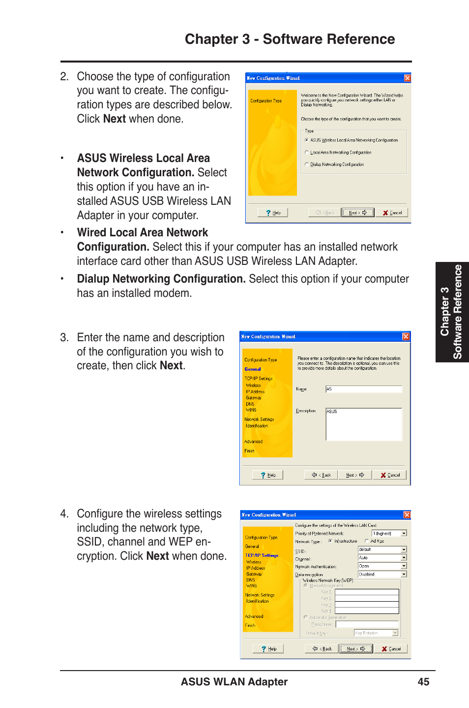 Chapter 3 - software reference | Asus PCE-N13 User Manual | Page 45 / 65