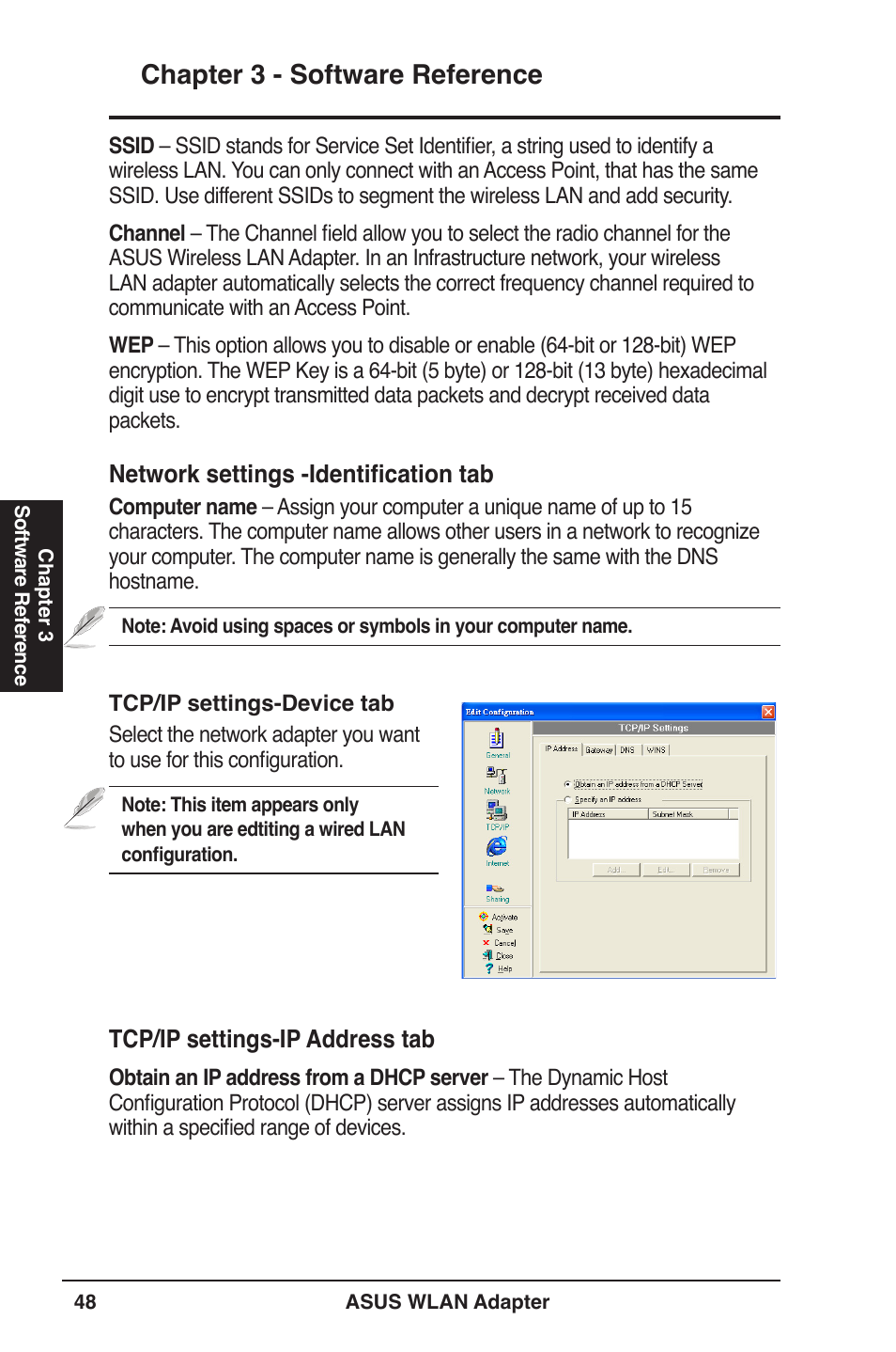 Chapter 3 - software reference | Asus PCE-N13 User Manual | Page 48 / 65