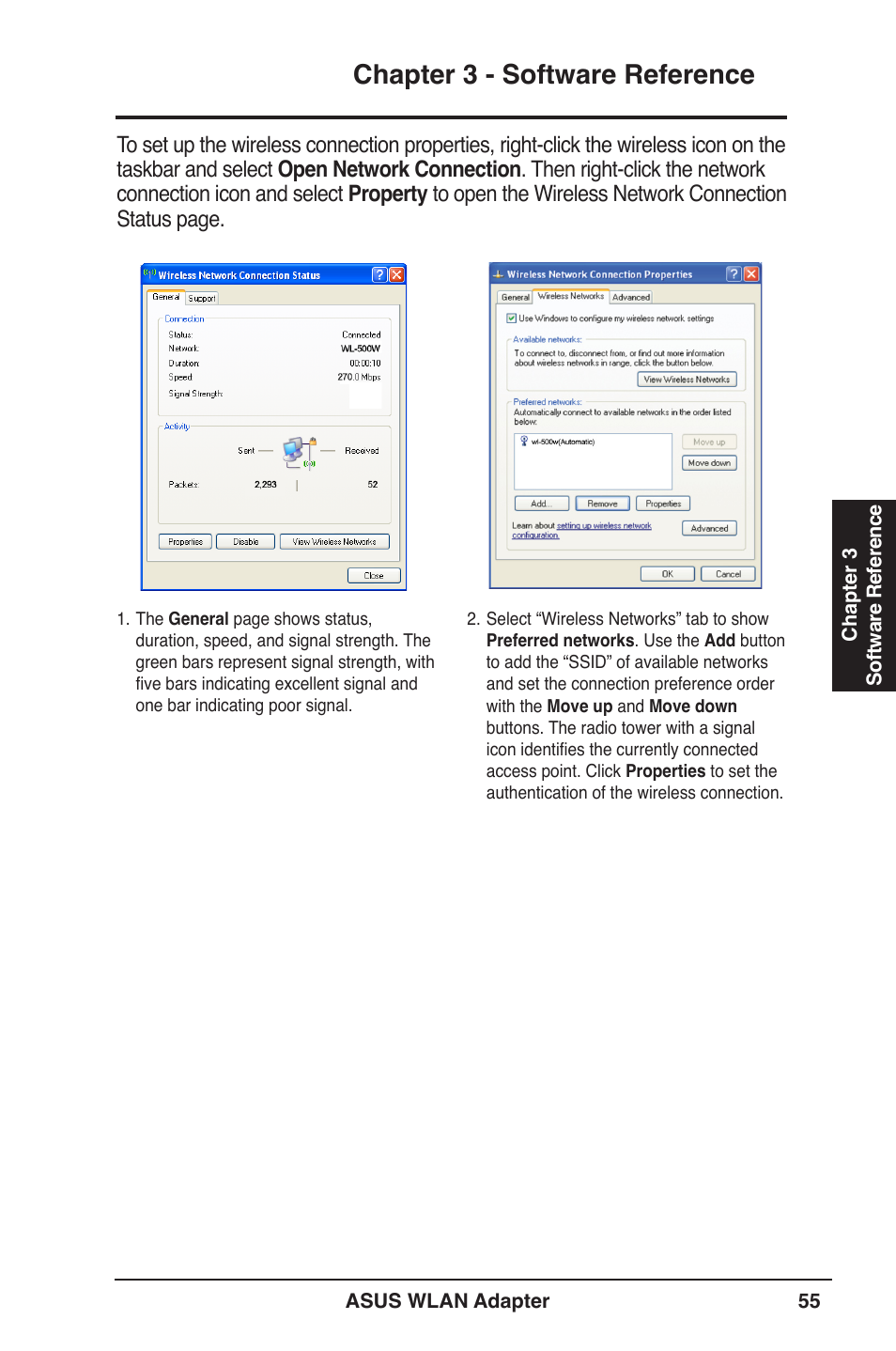 Chapter 3 - software reference | Asus PCE-N13 User Manual | Page 55 / 65