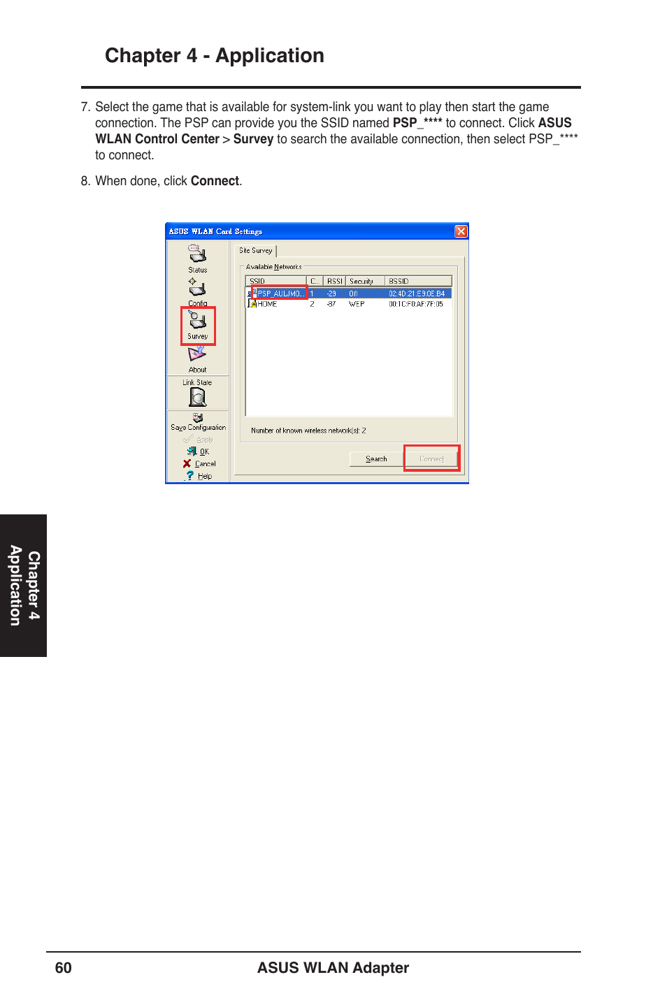 Chapter 4 - application | Asus PCE-N13 User Manual | Page 60 / 65