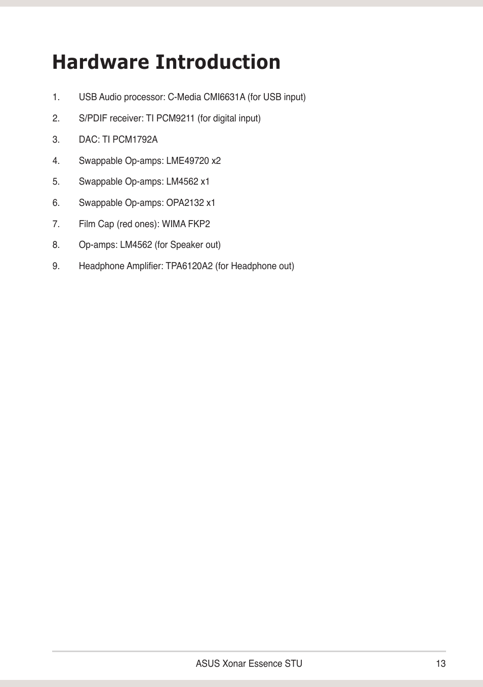 Hardware introduction | Asus Xonar Essence STU User Manual | Page 13 / 19