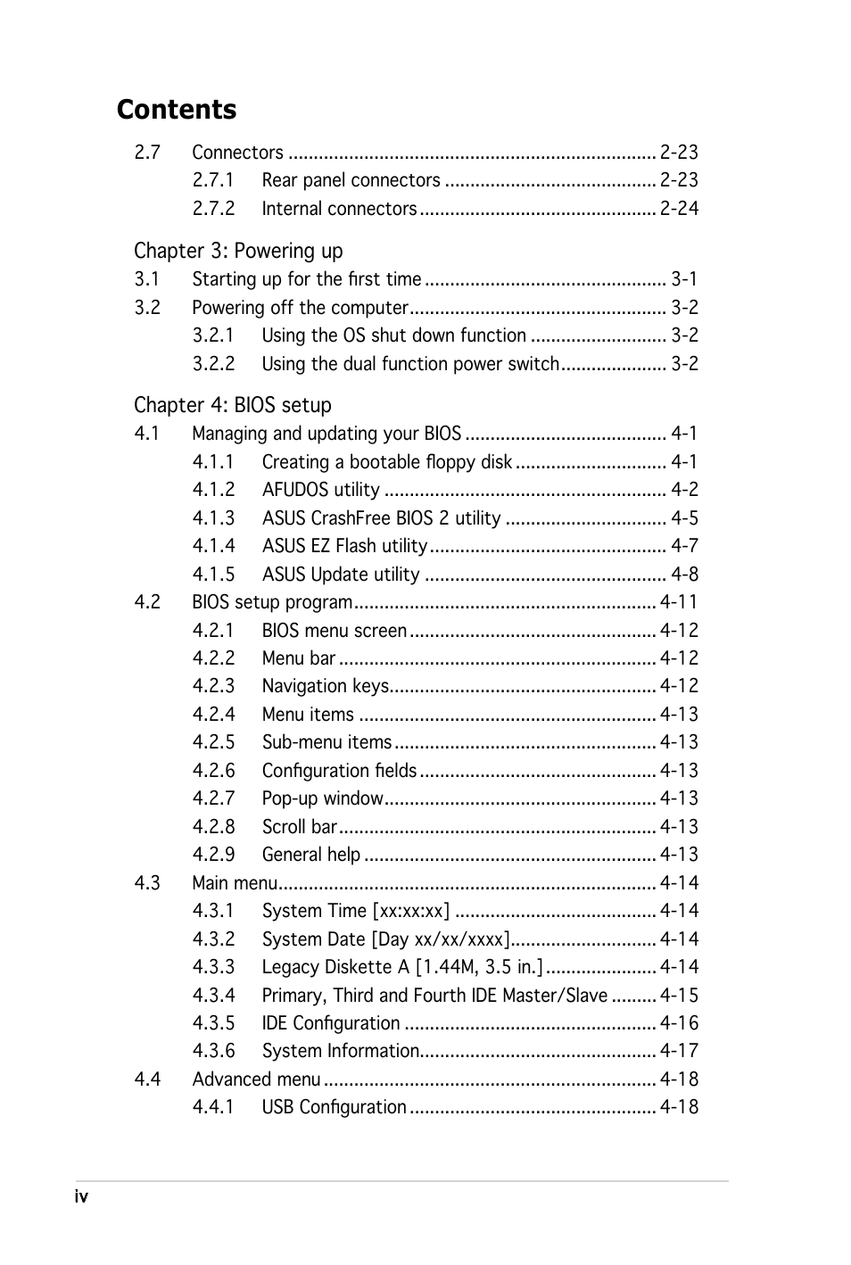 Asus P5LD2-X User Manual | Page 4 / 110