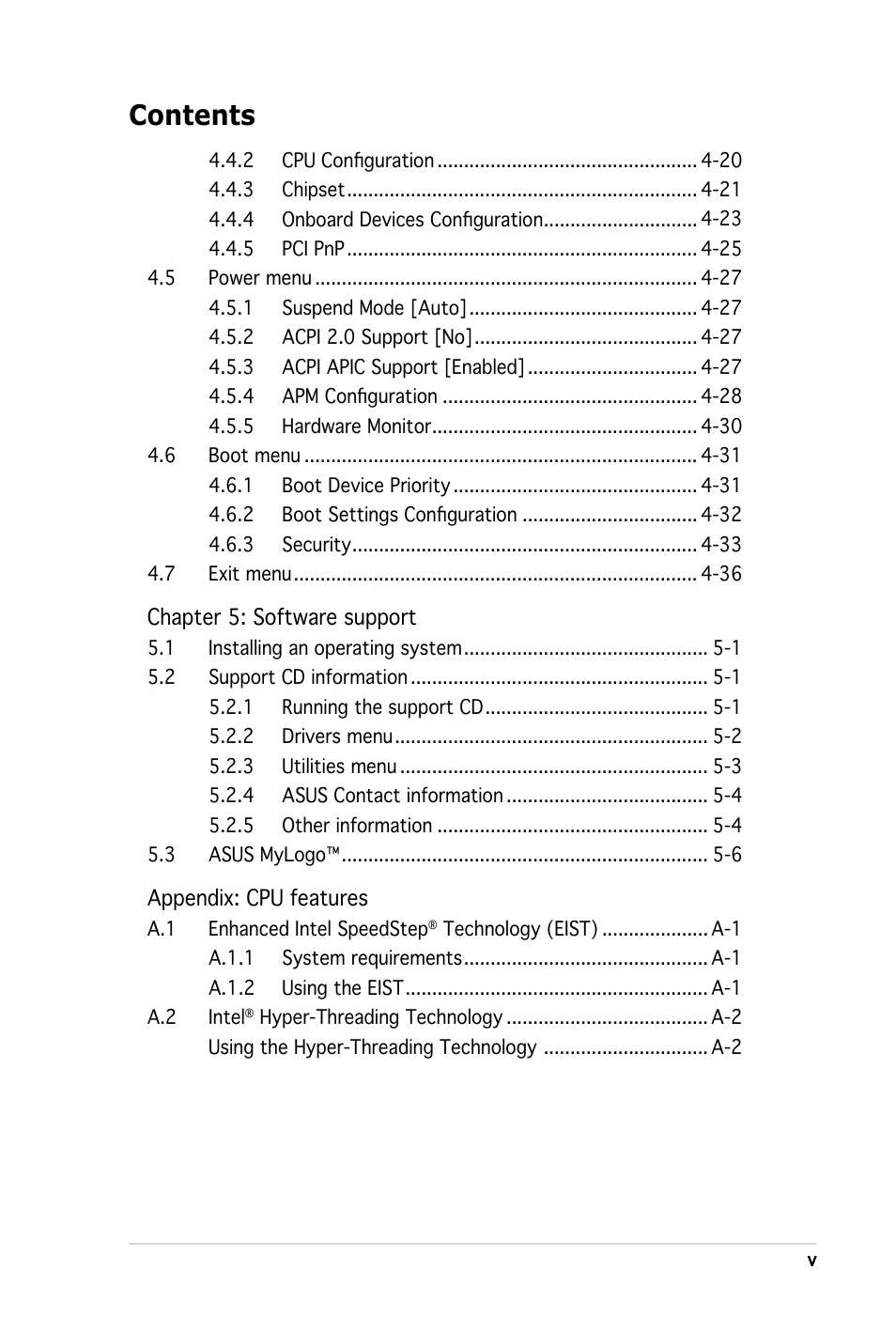 Asus P5LD2-X User Manual | Page 5 / 110