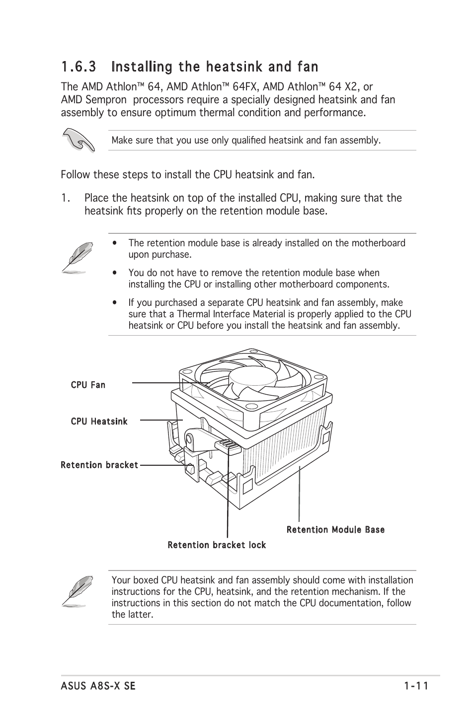 3 installing the heatsink and fan | Asus A8S-X User Manual | Page 23 / 78