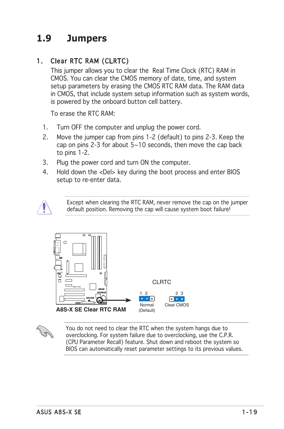 9 jumpers | Asus A8S-X User Manual | Page 31 / 78