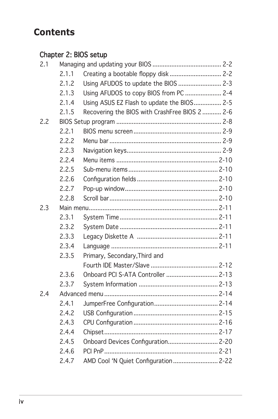 Asus A8S-X User Manual | Page 4 / 78