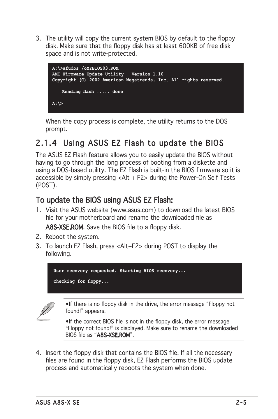 4 using asus ez flash to update the bios | Asus A8S-X User Manual | Page 45 / 78