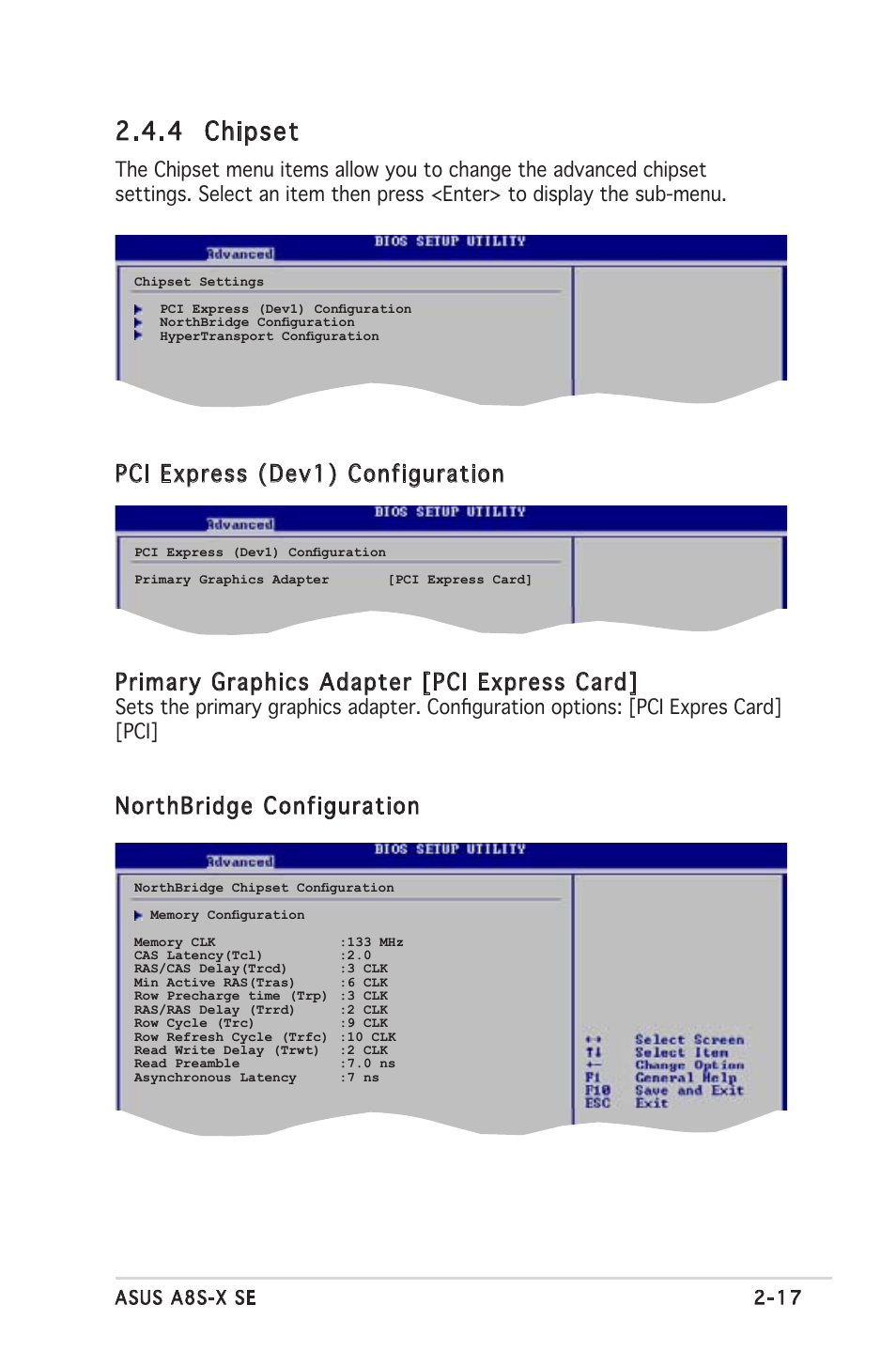 4 chipset, Pci express (dev1) configuration, Primary graphics adapter [pci express card | Northbridge configuration | Asus A8S-X User Manual | Page 57 / 78